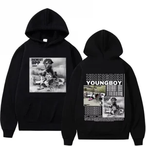 Rapper YoungBoy's 2023 new album features a hoodie graphic men's Hip Hop fashion retro hoodie and a casual Gothic hoodie Unisex