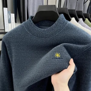 Luxury brand fashion knitted sweater men new trend letter embroidery autumn winter skin friendly warm plush round neck pullover