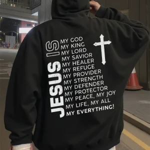 Hoodie for Men, Streetwear, Religious Theme, Jesus Graphic Hoodies for Men, Suitable for Wearing in Spring, Autumn, and Winter